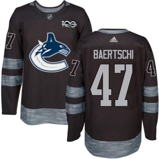 Men's Adidas Vancouver Canucks #47 Sven Baertschi Authentic Black 1917-2017 100th Anniversary NHL Jersey Men's Adidas Vancouver Canucks #47 Sven Baertschi Authentic Black 1917-2017 100th Anniversary NHL Jersey
