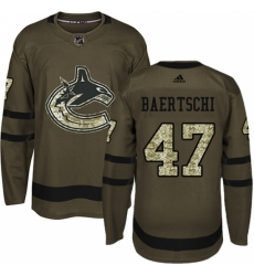 Men's Adidas Vancouver Canucks #47 Sven Baertschi Authentic Green Salute to Service NHL Jersey Men's Adidas Vancouver Canucks #47 Sven Baertschi Authentic Green Salute to Service NHL Jersey