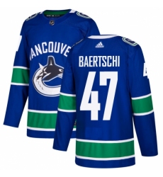 Men's Adidas Vancouver Canucks #47 Sven Baertschi Premier Blue Home NHL Jersey