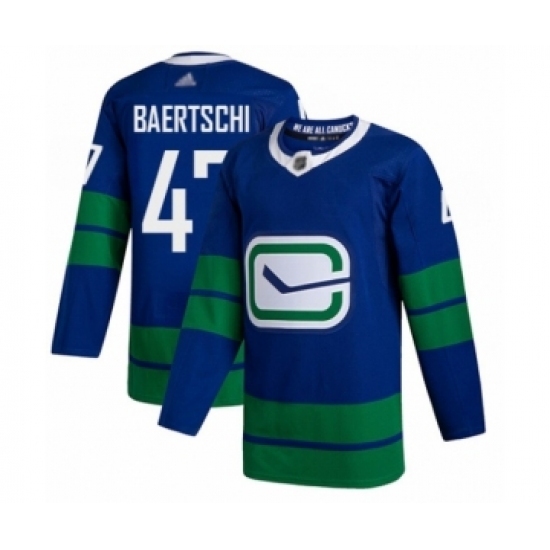 Men's Vancouver Canucks #47 Sven Baertschi Authentic Royal Blue Alternate Hockey Jersey Men's Vancouver Canucks #47 Sven Baertschi Authentic Royal Blue Alternate Hockey Jersey