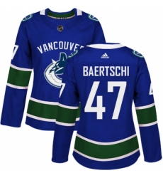 Women's Adidas Vancouver Canucks #47 Sven Baertschi Authentic Blue Home NHL Jersey Women's Adidas Vancouver Canucks #47 Sven Baertschi Authentic Blue Home NHL Jersey