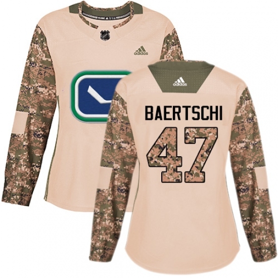Women's Adidas Vancouver Canucks #47 Sven Baertschi Authentic Camo Veterans Day Practice NHL Jersey Women's Adidas Vancouver Canucks #47 Sven Baertschi Authentic Camo Veterans Day Practice NHL Jersey