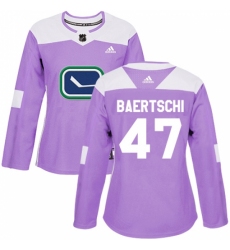 Women's Adidas Vancouver Canucks #47 Sven Baertschi Authentic Purple Fights Cancer Practice NHL Jersey Women's Adidas Vancouver Canucks #47 Sven Baertschi Authentic Purple Fights Cancer Practice NHL Jersey