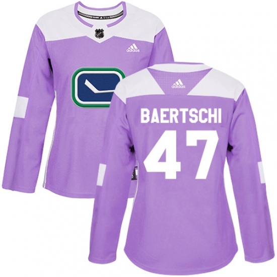 Women's Adidas Vancouver Canucks #47 Sven Baertschi Authentic Purple Fights Cancer Practice NHL Jersey Women's Adidas Vancouver Canucks #47 Sven Baertschi Authentic Purple Fights Cancer Practice NHL Jersey