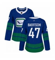 Women's Vancouver Canucks #47 Sven Baertschi Authentic Royal Blue Alternate Hockey Jersey Women's Vancouver Canucks #47 Sven Baertschi Authentic Royal Blue Alternate Hockey Jersey