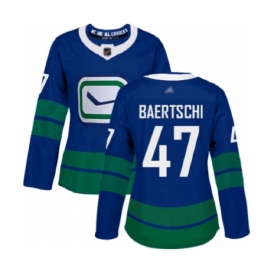 Women's Vancouver Canucks #47 Sven Baertschi Authentic Royal Blue Alternate Hockey Jersey Women's Vancouver Canucks #47 Sven Baertschi Authentic Royal Blue Alternate Hockey Jersey