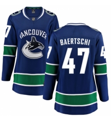 Women's Vancouver Canucks #47 Sven Baertschi Fanatics Branded Blue Home Breakaway NHL Jersey