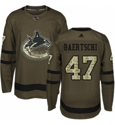 Youth Adidas Vancouver Canucks #47 Sven Baertschi Authentic Green Salute to Service NHL Jersey