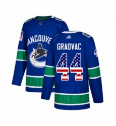 Men's Vancouver Canucks #44 Tyler Graovac Authentic Blue USA Flag Fashion Hockey Jersey