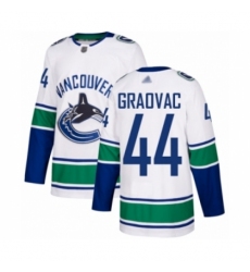 Men's Vancouver Canucks #44 Tyler Graovac Authentic White Away Hockey Jersey