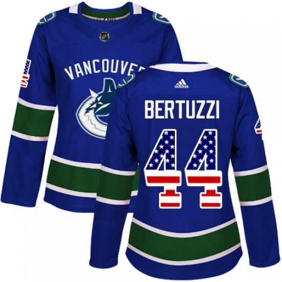Women's Adidas Vancouver Canucks #44 Todd Bertuzzi Authentic Blue USA Flag Fashion NHL Jersey Women's Adidas Vancouver Canucks #44 Todd Bertuzzi Authentic Blue USA Flag Fashion NHL Jersey
