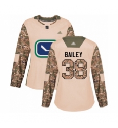 Women's Vancouver Canucks #38 Justin Bailey Authentic Camo Veterans Day Practice Hockey Jersey
