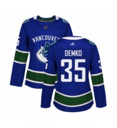 Women's Vancouver Canucks #35 Thatcher Demko Authentic Blue Home Hockey Jersey Women's Vancouver Canucks #35 Thatcher Demko Authentic Blue Home Hockey Jersey