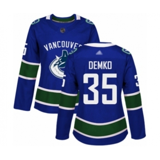 Women's Vancouver Canucks #35 Thatcher Demko Authentic Blue Home Hockey Jersey Women's Vancouver Canucks #35 Thatcher Demko Authentic Blue Home Hockey Jersey