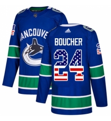 Men's Adidas Vancouver Canucks #24 Reid Boucher Authentic Blue USA Flag Fashion NHL Jersey