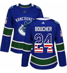 Women's Adidas Vancouver Canucks #24 Reid Boucher Authentic Blue USA Flag Fashion NHL Jersey