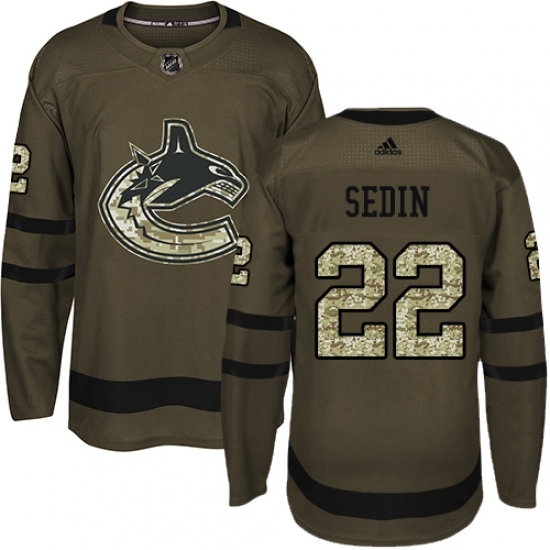 Men's Adidas Vancouver Canucks #22 Daniel Sedin Authentic Green Salute to Service NHL Jersey Men's Adidas Vancouver Canucks #22 Daniel Sedin Authentic Green Salute to Service NHL Jersey