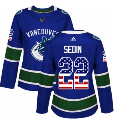 Women's Adidas Vancouver Canucks #22 Daniel Sedin Authentic Blue USA Flag Fashion NHL Jersey Women's Adidas Vancouver Canucks #22 Daniel Sedin Authentic Blue USA Flag Fashion NHL Jersey