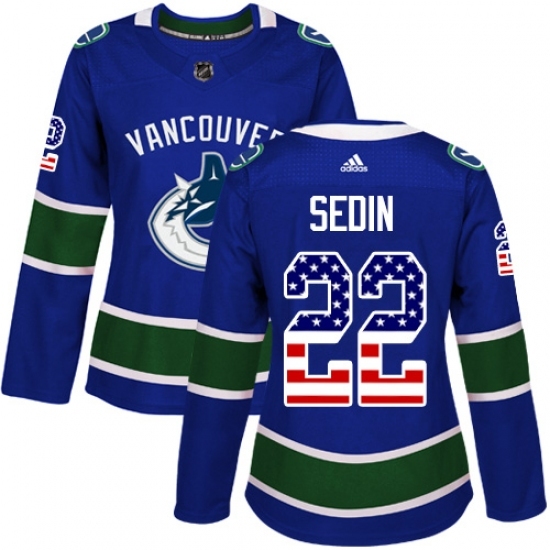 Women's Adidas Vancouver Canucks #22 Daniel Sedin Authentic Blue USA Flag Fashion NHL Jersey Women's Adidas Vancouver Canucks #22 Daniel Sedin Authentic Blue USA Flag Fashion NHL Jersey
