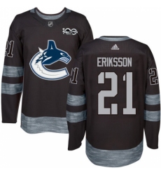 Men's Adidas Vancouver Canucks #21 Loui Eriksson Authentic Black 1917-2017 100th Anniversary NHL Jersey Men's Adidas Vancouver Canucks #21 Loui Eriksson Authentic Black 1917-2017 100th Anniversary NHL Jersey