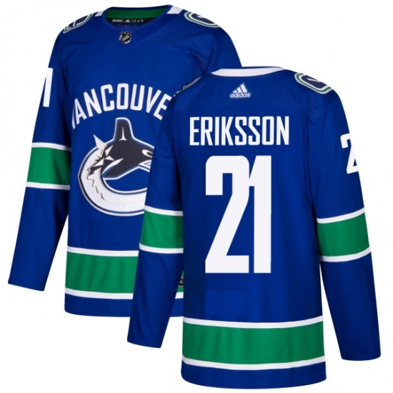 Men's Adidas Vancouver Canucks #21 Loui Eriksson Authentic Blue Home NHL Jersey Men's Adidas Vancouver Canucks #21 Loui Eriksson Authentic Blue Home NHL Jersey