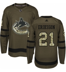 Men's Adidas Vancouver Canucks #21 Loui Eriksson Authentic Green Salute to Service NHL Jersey Men's Adidas Vancouver Canucks #21 Loui Eriksson Authentic Green Salute to Service NHL Jersey