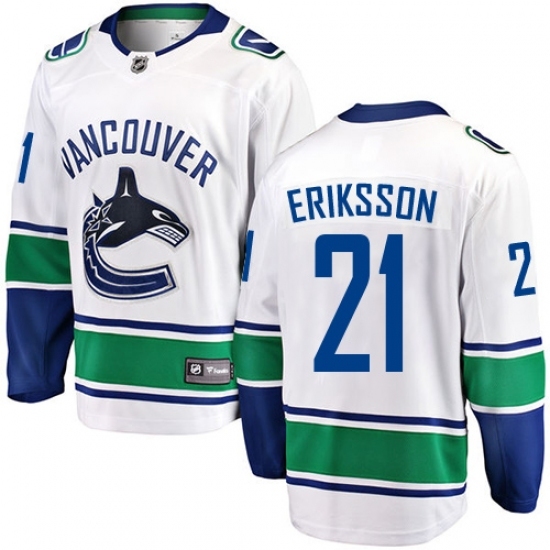 Men's Vancouver Canucks #21 Loui Eriksson Fanatics Branded White Away Breakaway NHL Jersey Men's Vancouver Canucks #21 Loui Eriksson Fanatics Branded White Away Breakaway NHL Jersey
