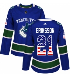 Women's Adidas Vancouver Canucks #21 Loui Eriksson Authentic Blue USA Flag Fashion NHL Jersey Women's Adidas Vancouver Canucks #21 Loui Eriksson Authentic Blue USA Flag Fashion NHL Jersey