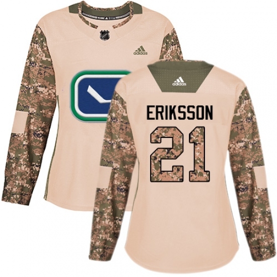 Women's Adidas Vancouver Canucks #21 Loui Eriksson Authentic Camo Veterans Day Practice NHL Jersey Women's Adidas Vancouver Canucks #21 Loui Eriksson Authentic Camo Veterans Day Practice NHL Jersey