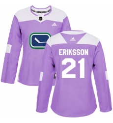 Women's Adidas Vancouver Canucks #21 Loui Eriksson Authentic Purple Fights Cancer Practice NHL Jersey Women's Adidas Vancouver Canucks #21 Loui Eriksson Authentic Purple Fights Cancer Practice NHL Jersey