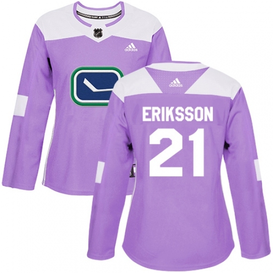 Women's Adidas Vancouver Canucks #21 Loui Eriksson Authentic Purple Fights Cancer Practice NHL Jersey Women's Adidas Vancouver Canucks #21 Loui Eriksson Authentic Purple Fights Cancer Practice NHL Jersey