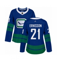 Women's Vancouver Canucks #21 Loui Eriksson Authentic Royal Blue Alternate Hockey Jersey Women's Vancouver Canucks #21 Loui Eriksson Authentic Royal Blue Alternate Hockey Jersey