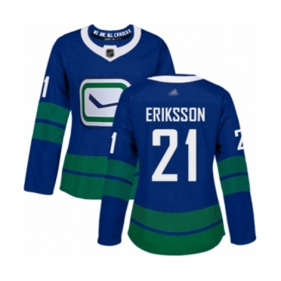 Women's Vancouver Canucks #21 Loui Eriksson Authentic Royal Blue Alternate Hockey Jersey Women's Vancouver Canucks #21 Loui Eriksson Authentic Royal Blue Alternate Hockey Jersey
