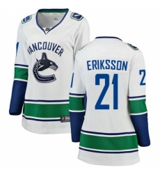Women's Vancouver Canucks #21 Loui Eriksson Fanatics Branded White Away Breakaway NHL Jersey Women's Vancouver Canucks #21 Loui Eriksson Fanatics Branded White Away Breakaway NHL Jersey