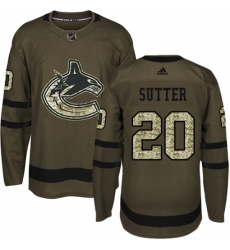 Men's Adidas Vancouver Canucks #20 Brandon Sutter Authentic Green Salute to Service NHL Jersey Men's Adidas Vancouver Canucks #20 Brandon Sutter Authentic Green Salute to Service NHL Jersey