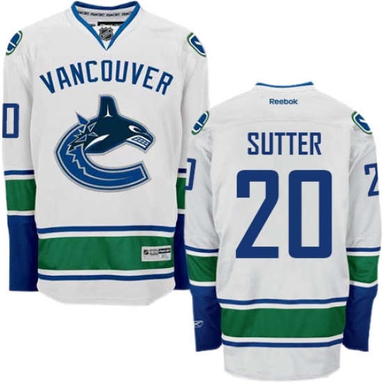 Men's Reebok Vancouver Canucks #20 Brandon Sutter Authentic White Away NHL Jersey Men's Reebok Vancouver Canucks #20 Brandon Sutter Authentic White Away NHL Jersey