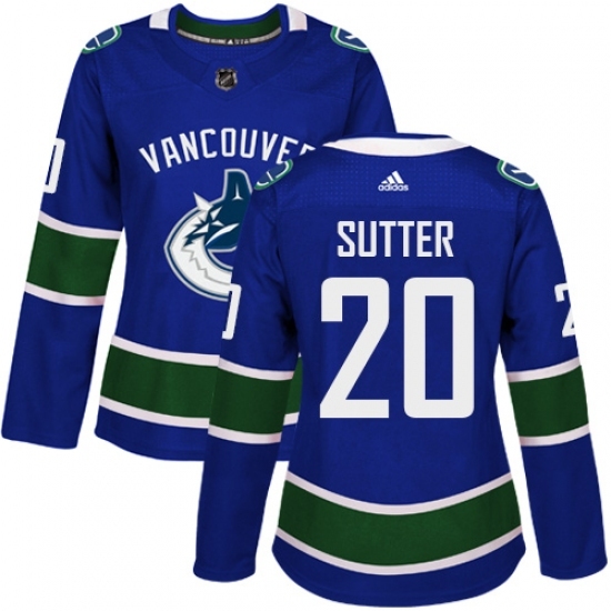 Women's Adidas Vancouver Canucks #20 Brandon Sutter Authentic Blue Home NHL Jersey Women's Adidas Vancouver Canucks #20 Brandon Sutter Authentic Blue Home NHL Jersey