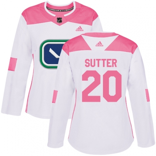 Women's Adidas Vancouver Canucks #20 Brandon Sutter Authentic White/Pink Fashion NHL Jersey Women's Adidas Vancouver Canucks #20 Brandon Sutter Authentic White/Pink Fashion NHL Jersey