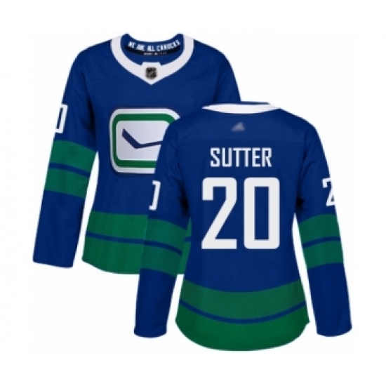 Women's Vancouver Canucks #20 Brandon Sutter Authentic Royal Blue Alternate Hockey Jersey Women's Vancouver Canucks #20 Brandon Sutter Authentic Royal Blue Alternate Hockey Jersey
