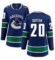 Women's Vancouver Canucks #20 Brandon Sutter Fanatics Branded Blue Home Breakaway NHL Jersey Women's Vancouver Canucks #20 Brandon Sutter Fanatics Branded Blue Home Breakaway NHL Jersey