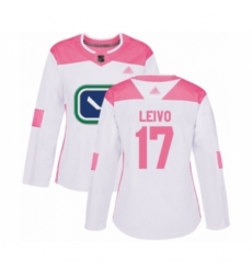 Women's Vancouver Canucks #17 Josh Leivo Authentic White Pink Fashion Hockey Jersey