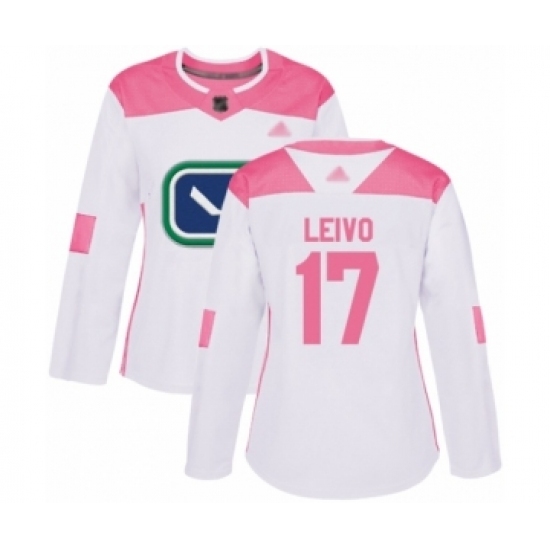 Women's Vancouver Canucks #17 Josh Leivo Authentic White Pink Fashion Hockey Jersey Women's Vancouver Canucks #17 Josh Leivo Authentic White Pink Fashion Hockey Jersey