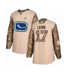 Youth Vancouver Canucks #17 Josh Leivo Authentic Camo Veterans Day Practice Hockey Jersey