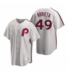Men's Nike Philadelphia Phillies #49 Jake Arrieta White Cooperstown Collection Home Stitched Baseball Jersey