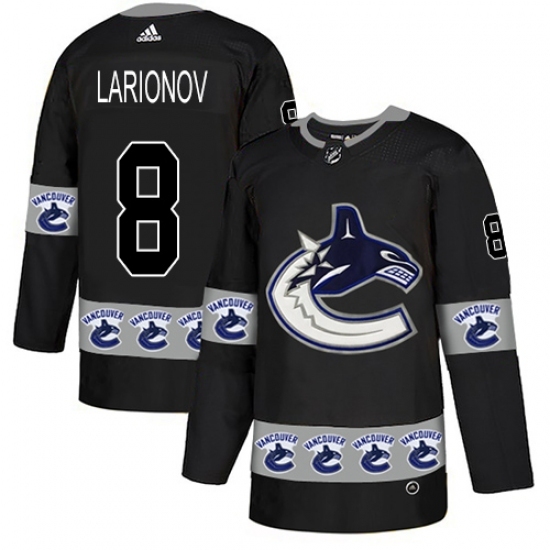 Men's Adidas Vancouver Canucks #8 Igor Larionov Authentic Black Team Logo Fashion NHL Jersey Men's Adidas Vancouver Canucks #8 Igor Larionov Authentic Black Team Logo Fashion NHL Jersey