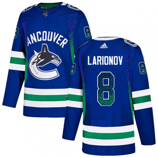 Men's Adidas Vancouver Canucks #8 Igor Larionov Authentic Blue Drift Fashion NHL Jersey Men's Adidas Vancouver Canucks #8 Igor Larionov Authentic Blue Drift Fashion NHL Jersey