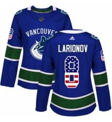 Women's Adidas Vancouver Canucks #8 Igor Larionov Authentic Blue USA Flag Fashion NHL Jersey Women's Adidas Vancouver Canucks #8 Igor Larionov Authentic Blue USA Flag Fashion NHL Jersey