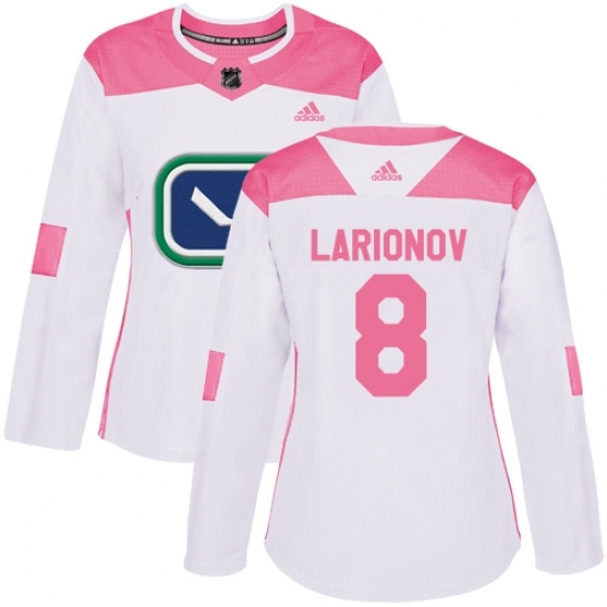 Women's Adidas Vancouver Canucks #8 Igor Larionov Authentic White/Pink Fashion NHL Jersey Women's Adidas Vancouver Canucks #8 Igor Larionov Authentic White/Pink Fashion NHL Jersey