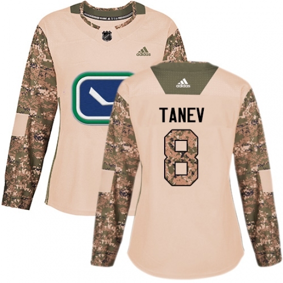 Women's Adidas Vancouver Canucks #8 Christopher Tanev Authentic Camo Veterans Day Practice NHL Jersey Women's Adidas Vancouver Canucks #8 Christopher Tanev Authentic Camo Veterans Day Practice NHL Jersey