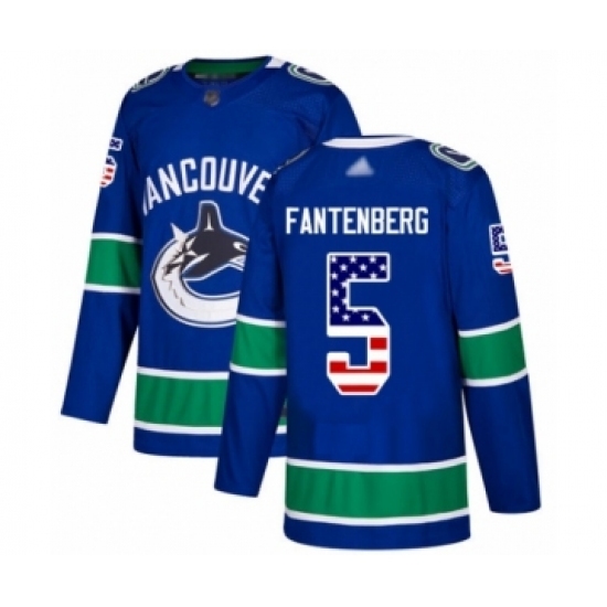 Men's Vancouver Canucks #5 Oscar Fantenberg Authentic Blue USA Flag Fashion Hockey Jersey Men's Vancouver Canucks #5 Oscar Fantenberg Authentic Blue USA Flag Fashion Hockey Jersey